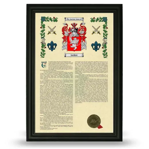 Leclere Armorial History Framed - Black