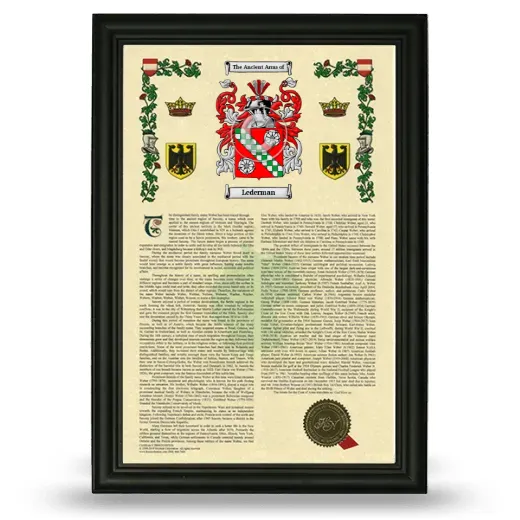 Lederman Armorial History Framed - Black