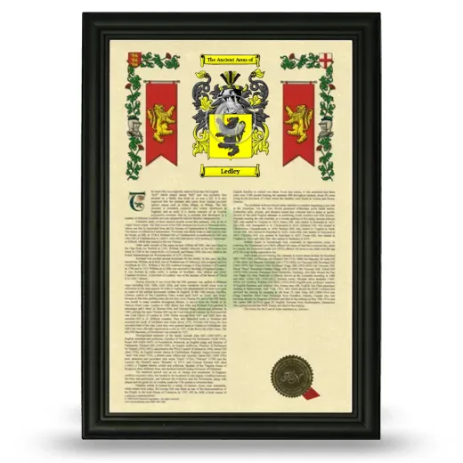 Ledley Armorial History Framed - Black