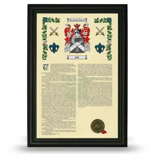 Leir Armorial History Framed - Black