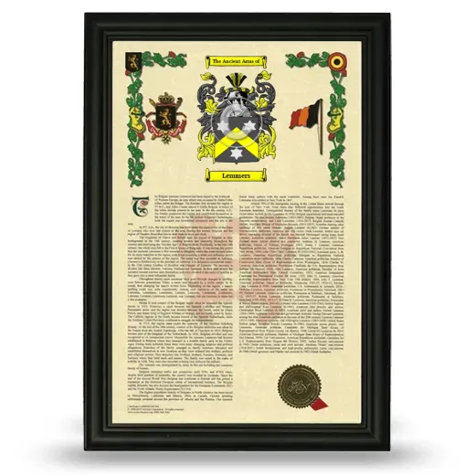 Lemmers Armorial History Framed - Black