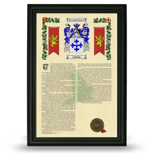Lemone Armorial History Framed - Black