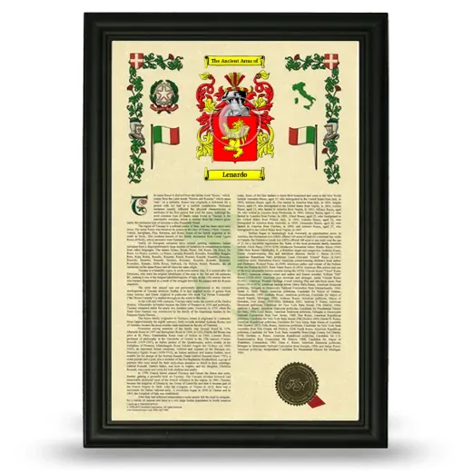 Lenardo Armorial History Framed - Black