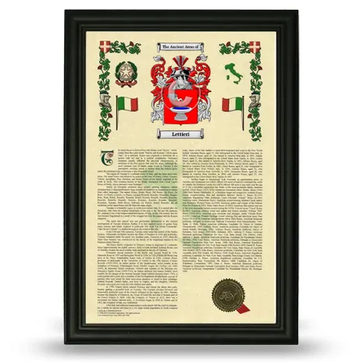 Lettieri Armorial History Framed - Black