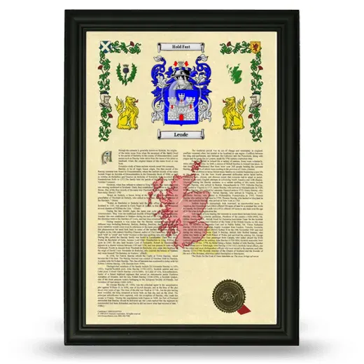 Leude Armorial History Framed - Black