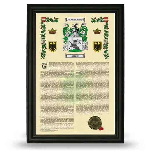 Leuger Armorial History Framed - Black