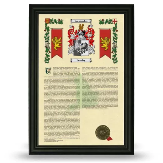 Leveday Armorial History Framed - Black