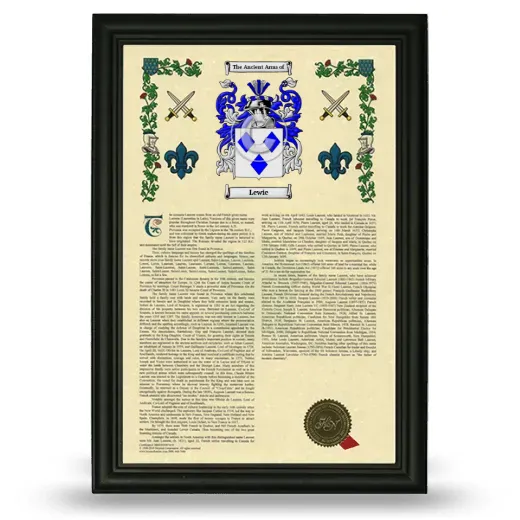 Lewie Armorial History Framed - Black