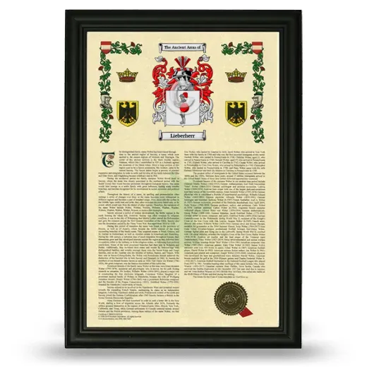 Lieberherr Armorial History Framed - Black