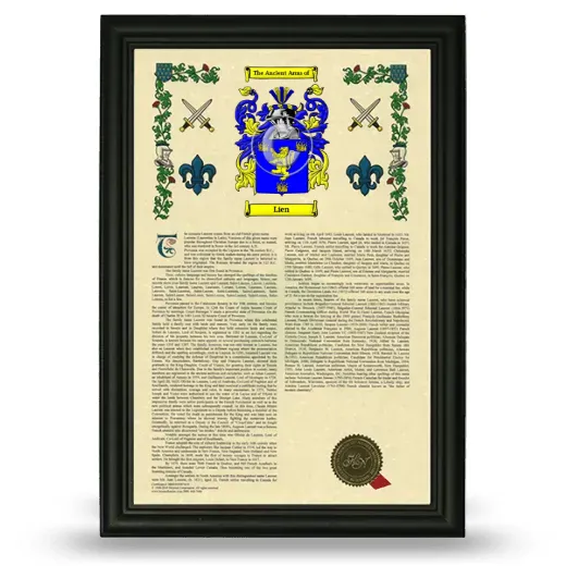 Lien Armorial History Framed - Black