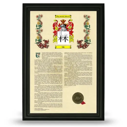 Lin Armorial History Framed - Black