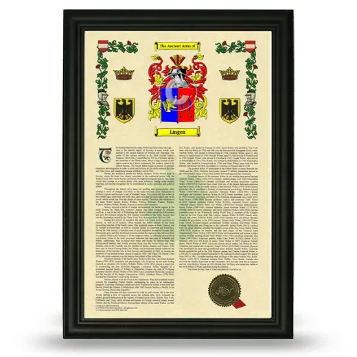 Lingen Armorial History Framed - Black