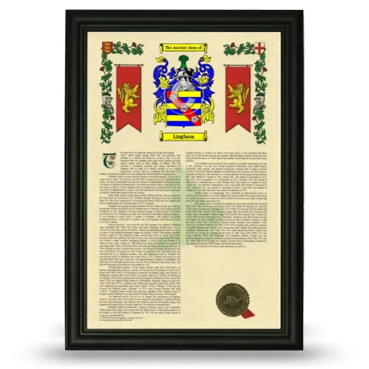 Lingham Armorial History Framed - Black