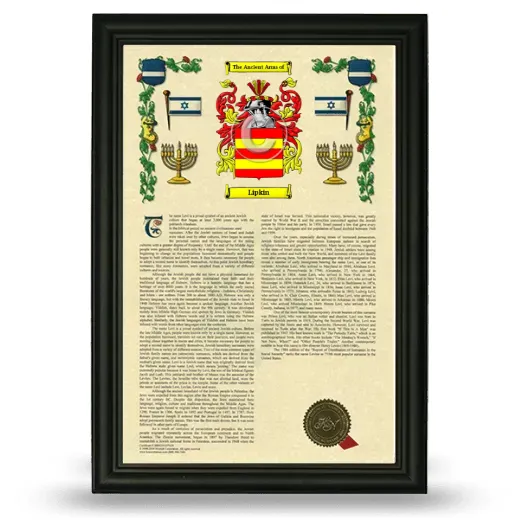 Lipkin Armorial History Framed - Black