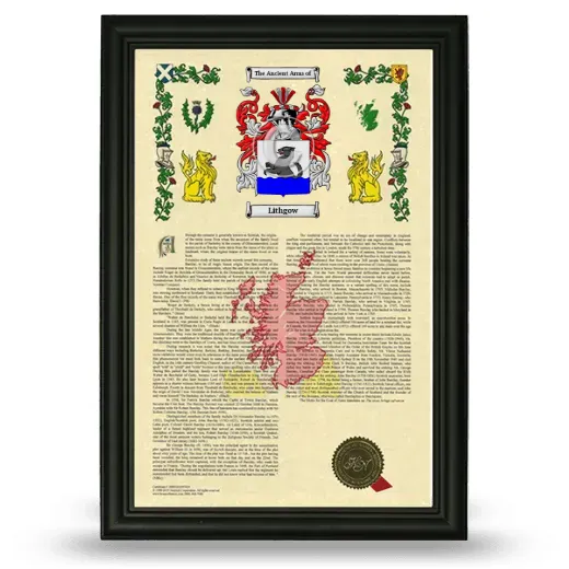 Lithgow Armorial History Framed - Black