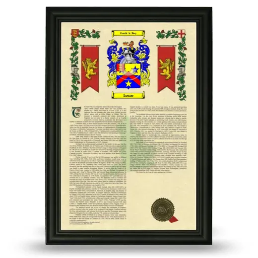 Loane Armorial History Framed - Black