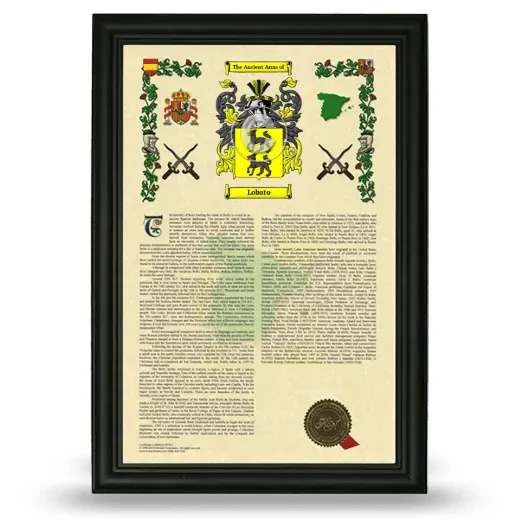 Lobato Armorial History Framed - Black