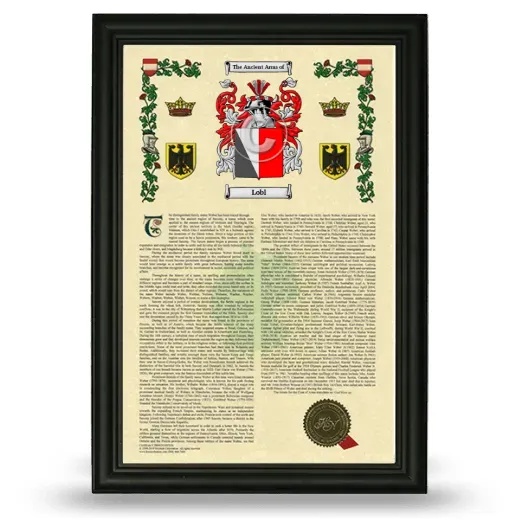 Lobl Armorial History Framed - Black