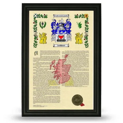 Lockheart Armorial History Framed - Black