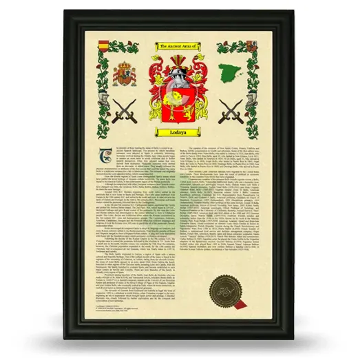 Lodaya Armorial History Framed - Black