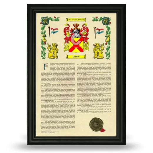 Loones Armorial History Framed - Black