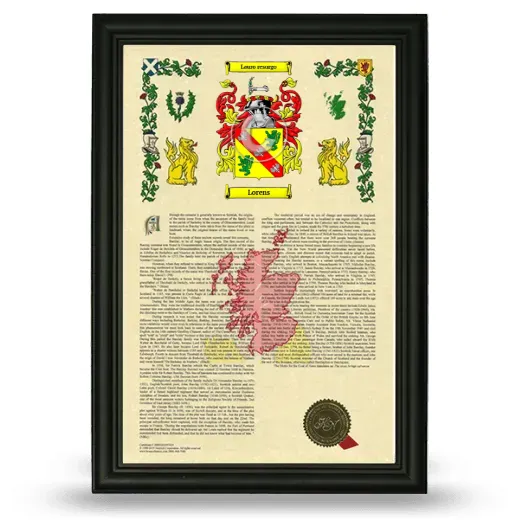 Lorens Armorial History Framed - Black
