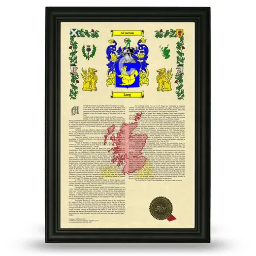 Lorg Armorial History Framed - Black
