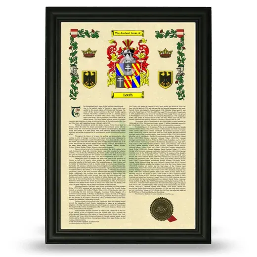 Lotch Armorial History Framed - Black