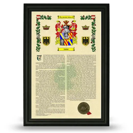 Lotze Armorial History Framed - Black