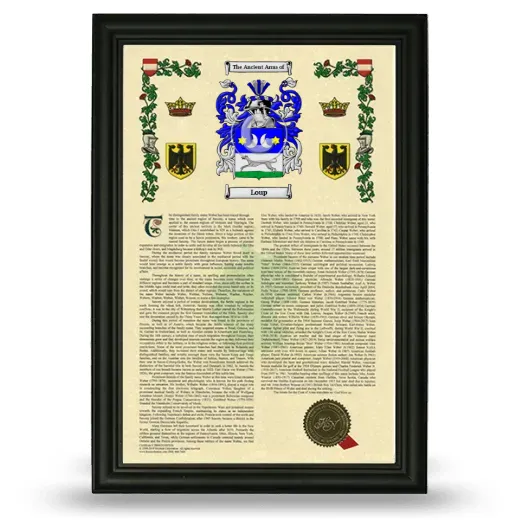 Loup Armorial History Framed - Black