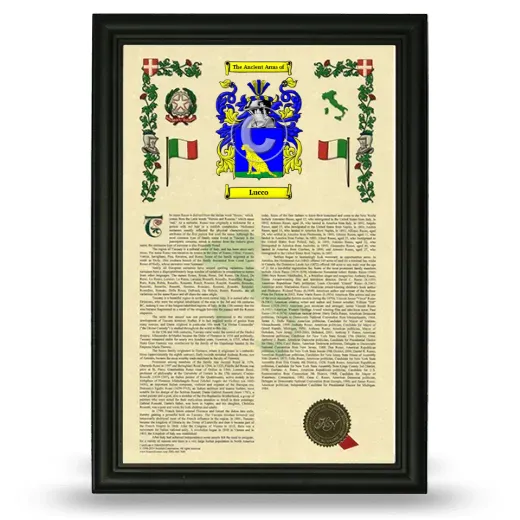 Lucco Armorial History Framed - Black