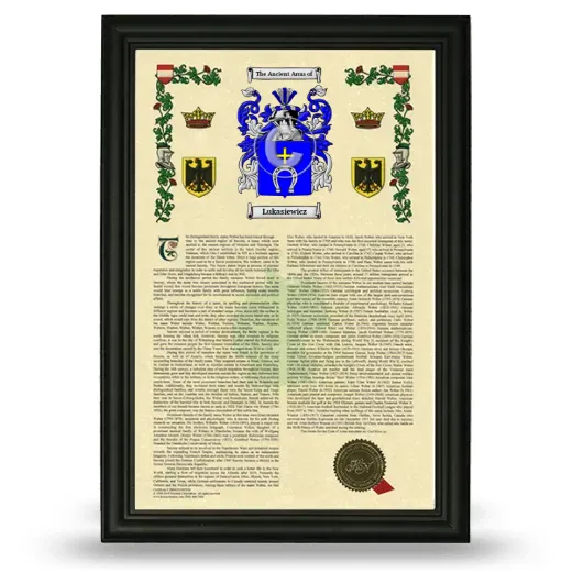 Lukasiewicz Armorial History Framed - Black