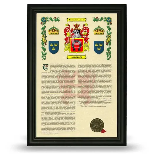 Lundmark Armorial History Framed - Black