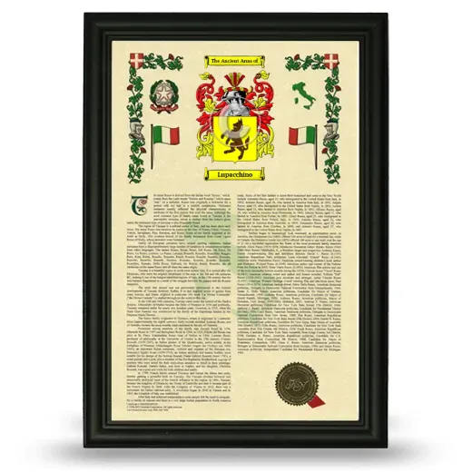 Lupacchino Armorial History Framed - Black