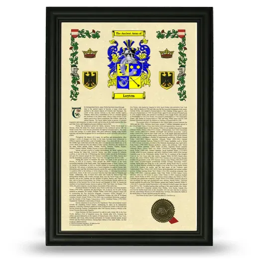 Luyten Armorial History Framed - Black