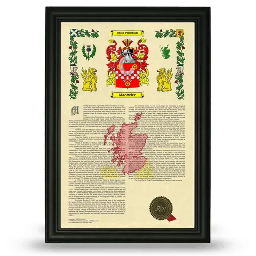 MacAwley Armorial History Framed - Black