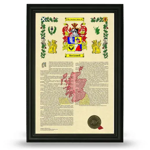 MacCannell Armorial History Framed - Black