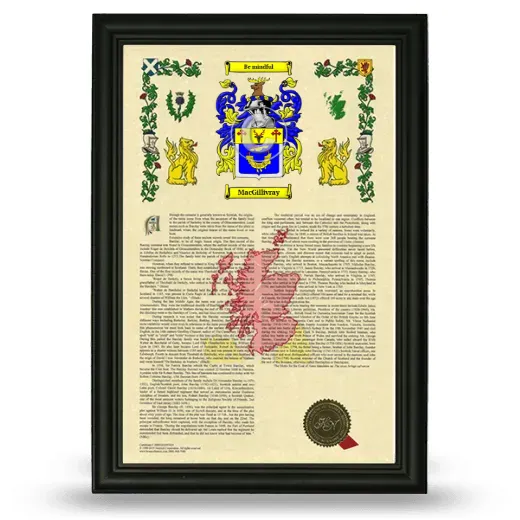 MacGillivray Armorial History Framed - Black