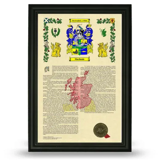 MacInnis Armorial History Framed - Black