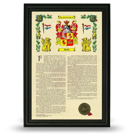 Macke Armorial History Framed - Black