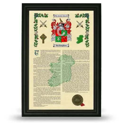 MacNaughton Armorial History Framed - Black
