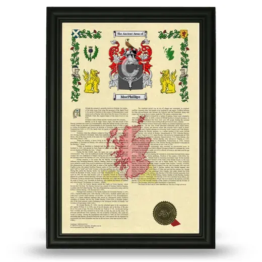 MacPhillips Armorial History Framed - Black