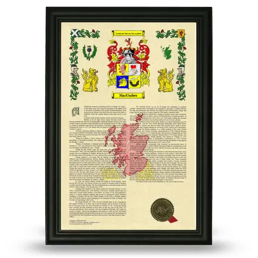 MacUmber Armorial History Framed - Black