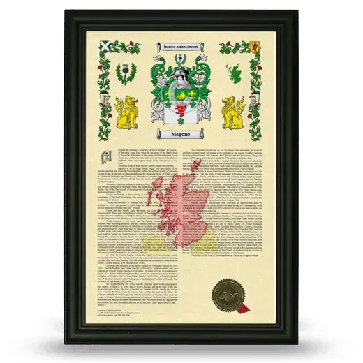 Magone Armorial History Framed - Black
