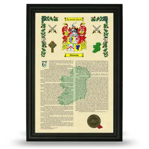 Mahonny Armorial History Framed - Black