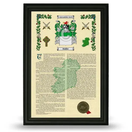 Mailler Armorial History Framed - Black