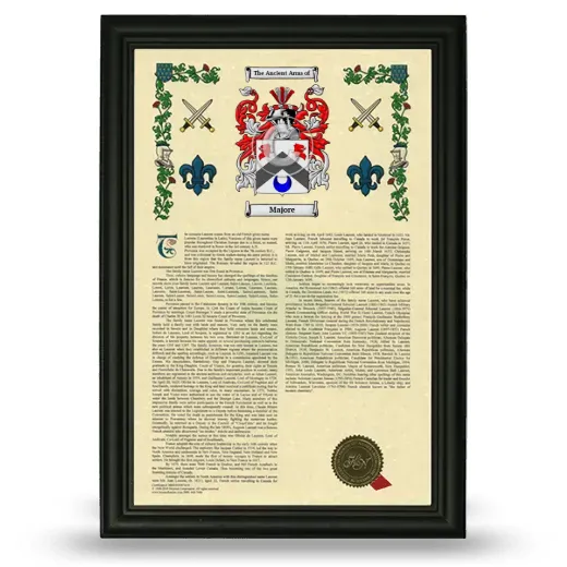 Majore Armorial History Framed - Black