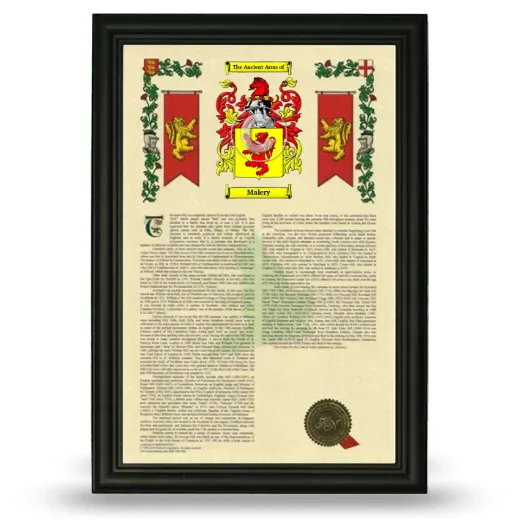 Malery Armorial History Framed - Black