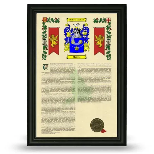 Malette Armorial History Framed - Black