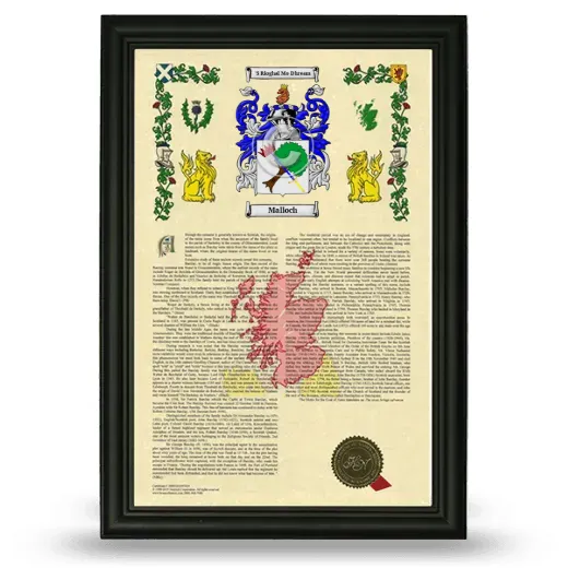 Malloch Armorial History Framed - Black